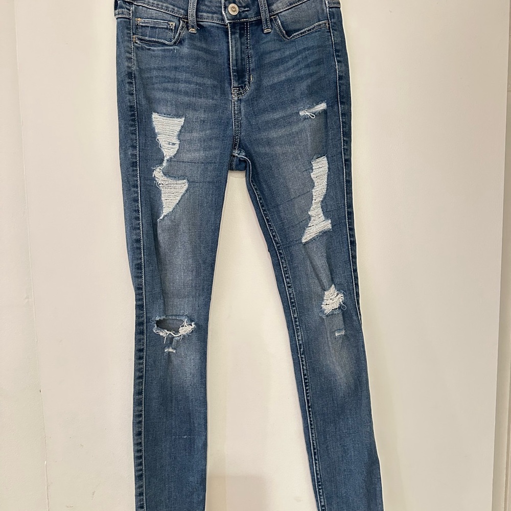 Women's Distressed Blue Jeans